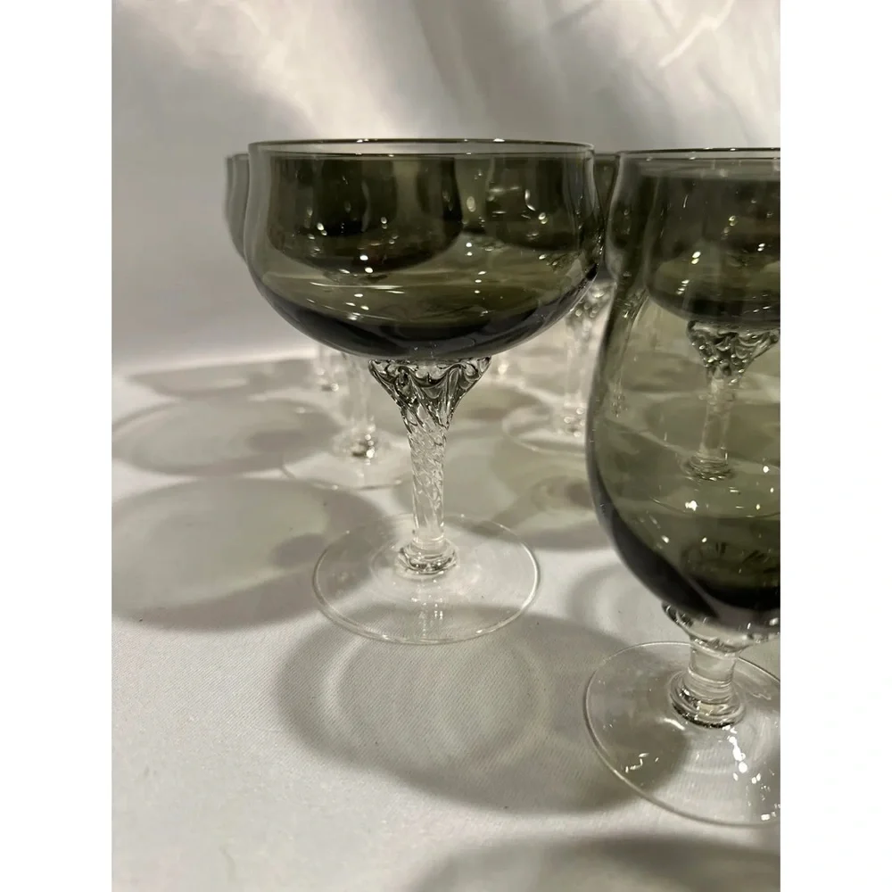Sasaki Crystal Smoke Coronation Bar Glass Set of 24, Champagne Dessert Cordial